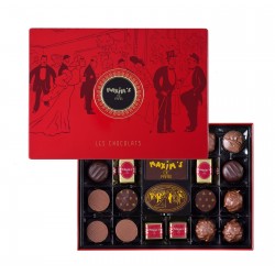 Assorted Chocolates, Christmas Sleeve in Red Tin, 22 Pces-Christmas Collection-Maxim's shop