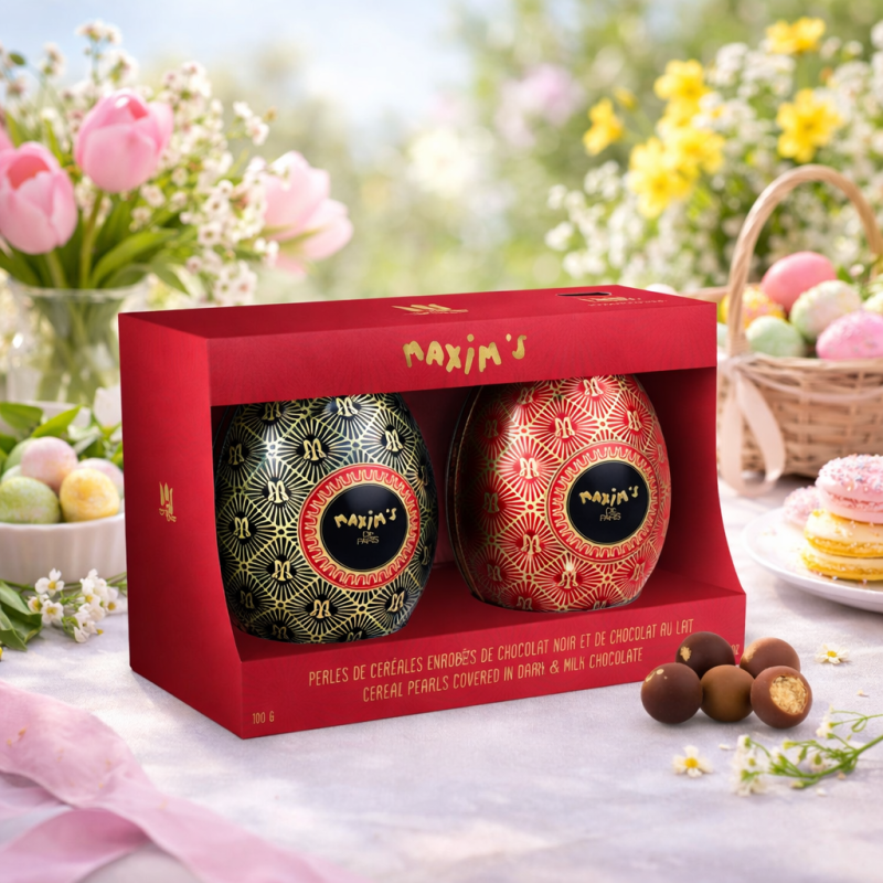 Gift-Pack 2 Mini Egg Tins | Crunchy Chocolate Pearls-Home-Maxim's shop