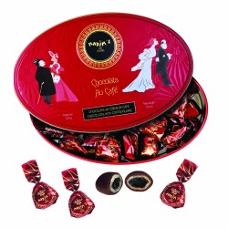 Red Oval Tin, Chocolate Covered Coffee Candy, 6.17oz-Confectionery-Maxim's shop